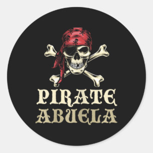 Pirate Abuela Skull Matching Grandma Halloween Cos Classic Round Sticker