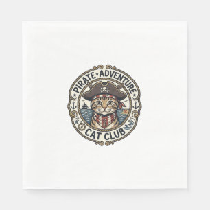 Pirate Adventure Cat POD Vector Art - Pirate Adven Napkin