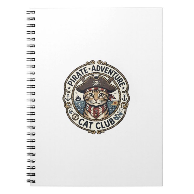 Pirate Adventure Cat POD Vector Art - Pirate Adven Notebook (Front)