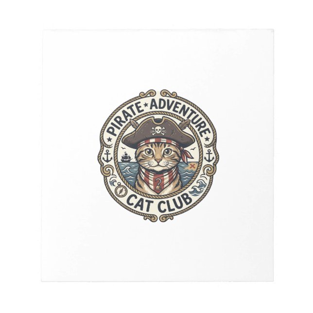 Pirate Adventure Cat POD Vector Art - Pirate Adven Notepad (Front)