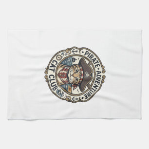 Pirate Adventure Cat POD Vector Art - Pirate Adven Tea Towel