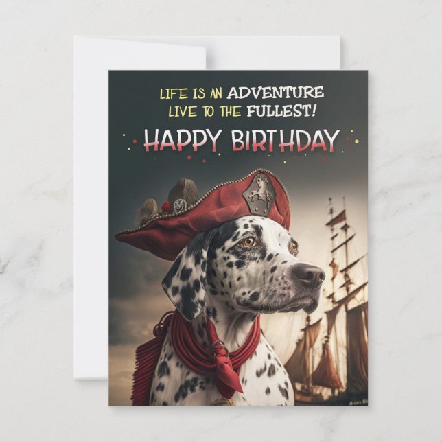 Pirate Adventure Dalmatian Birthday Card (Front)