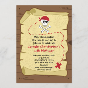 Pirate Ahoy Mates Boy Birthday Party Invitation