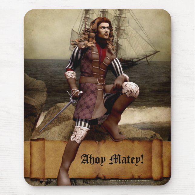 Pirate - Ahoy Matey - Customisable Mousepad (Front)