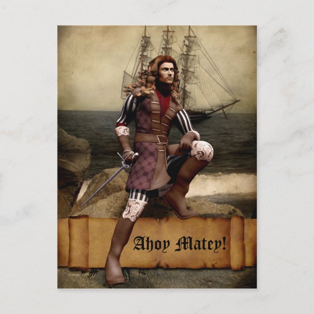 Pirate - Ahoy Matey - Postcard Customisable (Front)