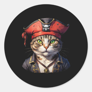 Pirate And Cat The Feline Buccaneer  Classic Round Sticker