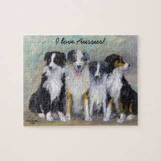 Pirate and Daughters - Australian Shepherds Jigsaw Puzzle