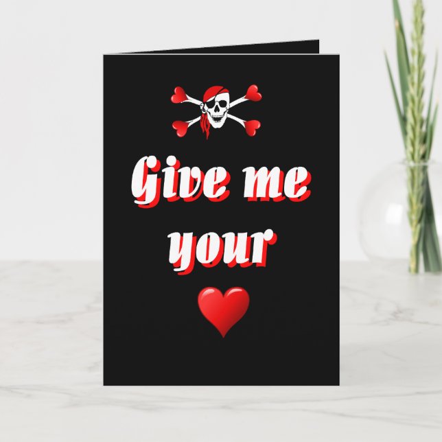 Pirate and hearts holiday card (Front)