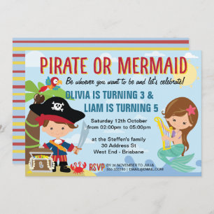 Pirate and Mermaid Invitation