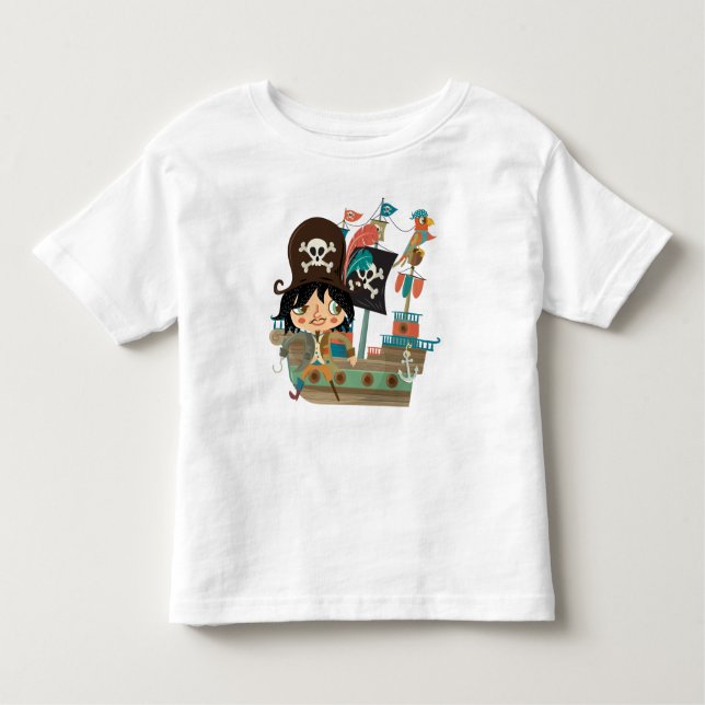 Pirate and Pirate Ship Toddler T-Shirt (Front)