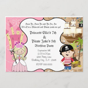Pirate and Princess Birthay Party Invitation