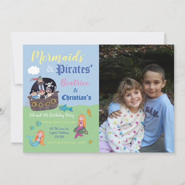 Pirate and Princess party invites (Front)