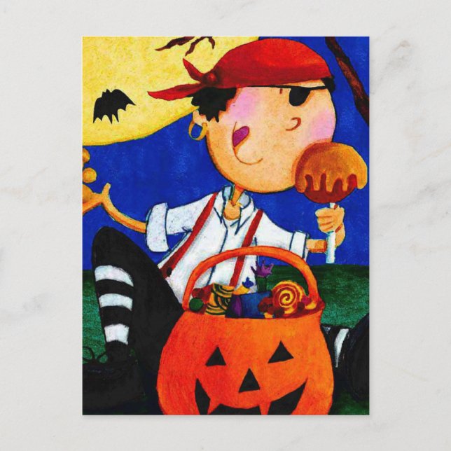 pirate and pumpkin postcard (Front)