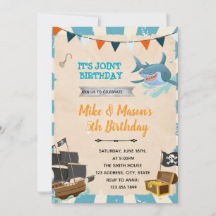 Pirate and shark birthday party invitation