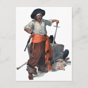 Pirate And Treasure Postcard