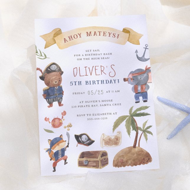 Pirate Animals Birthday Party Invitation (Creator Uploaded)