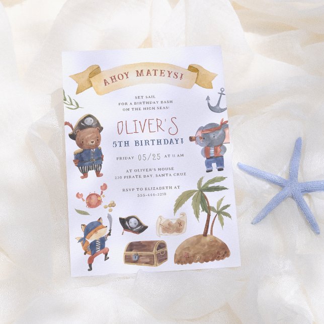 Pirate Animals Birthday Party Invitation (Creator Uploaded)