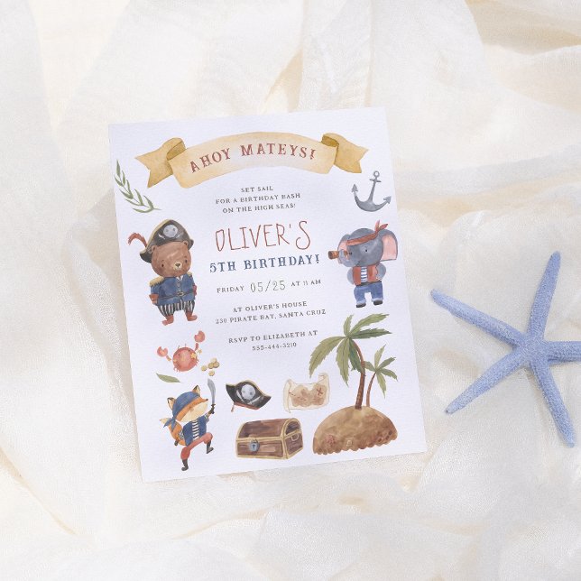 Pirate Animals Budget Birthday Party Invitation (Creator Uploaded)