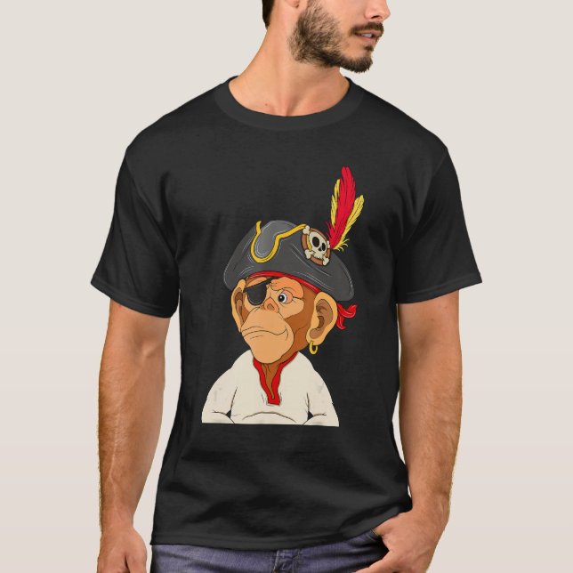Pirate Ape Nft Themed Captain Monkey T-Shirt (Front)