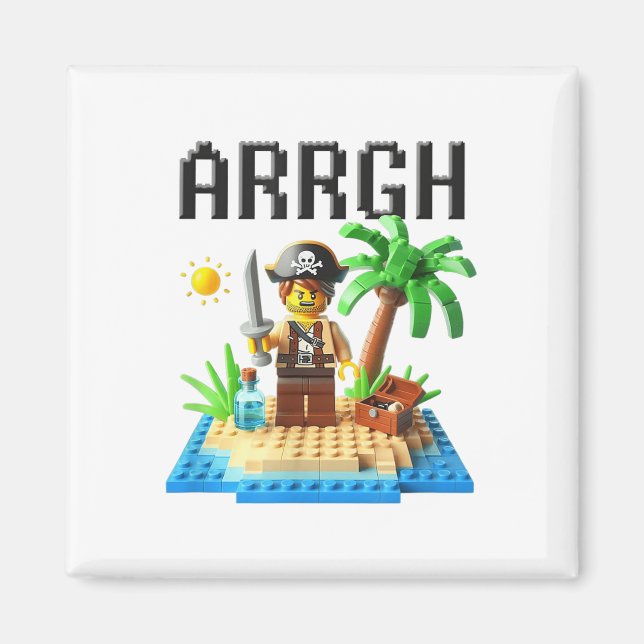 Pirate Argh Building Blocks Bricks Master Builder  Magnet (Front)
