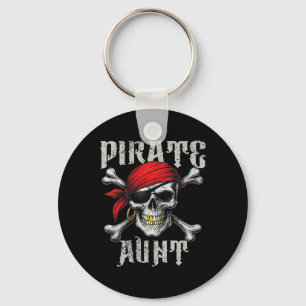 Pirate Aunt Jolly Roger Flag And Skull Crossbones Key Ring