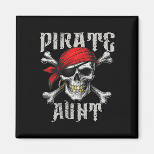 Pirate Aunt Jolly Roger Flag And Skull Crossbones Magnet