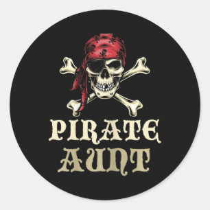 Pirate Aunt Skull Matching Grandma Halloween Costu Classic Round Sticker