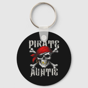 Pirate Auntie Jolly Roger Flag And Skull Crossbone Key Ring