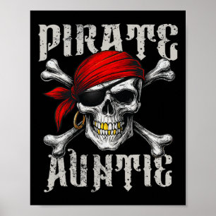 Pirate Auntie Jolly Roger Flag And Skull Crossbone Poster