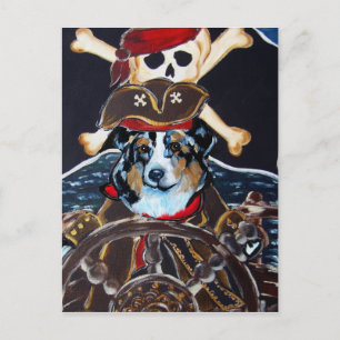 PIRATE AUSTRALIAN SHEPHERD POSTCARD