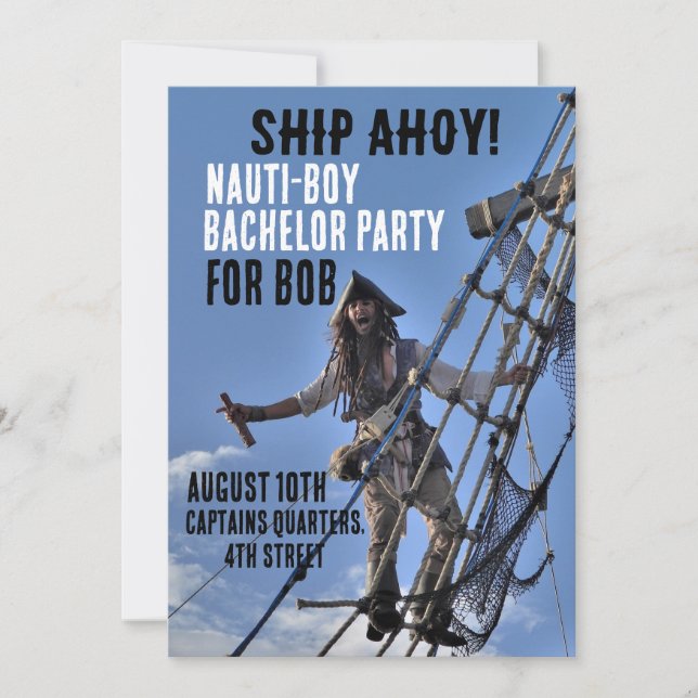  PIRATE BACHELOR PARTY CUSTOM INVITATIONS (Front)