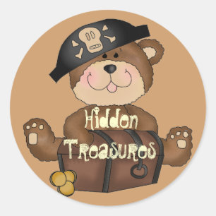 Pirate Bear with Treasure Chest Fun Stickers