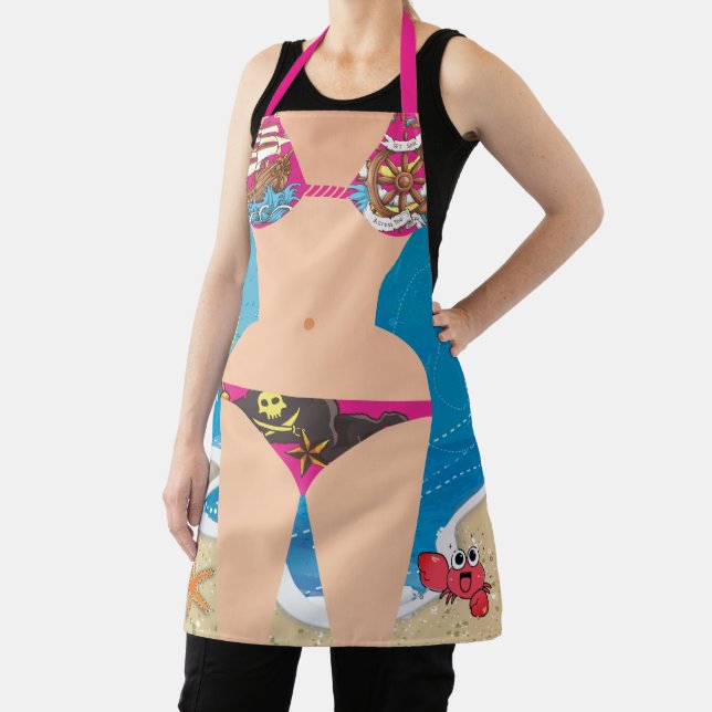 Pirate bikini beach cooking baking kitchen apron (Insitu)
