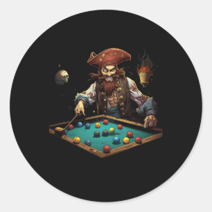 Pirate Billiards Pool Player Buccaneer Sports 1 Classic Round Sticker