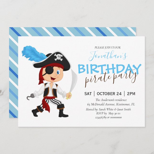  Pirate Birthday Adventure Announcement (Front/Back)