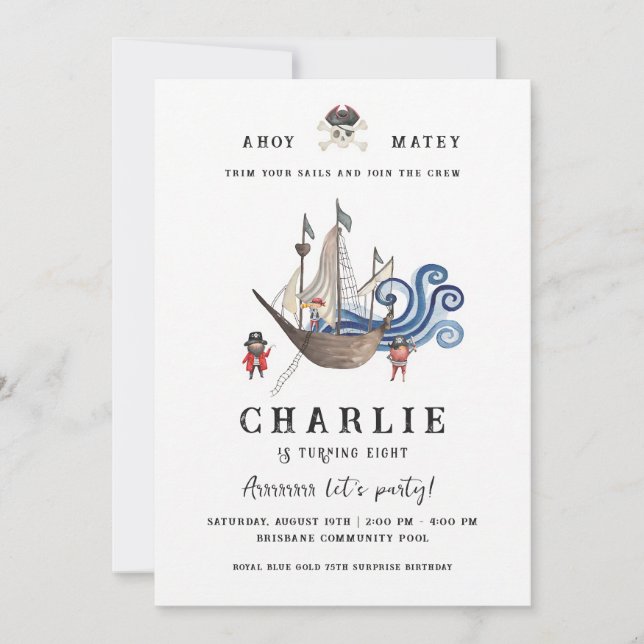 Pirate Birthday Adventure High Seas Invitation (Front)