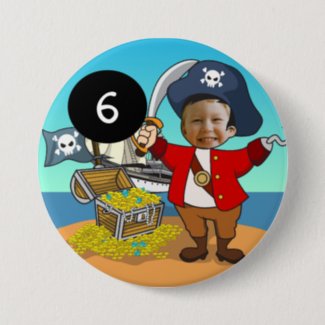 Pirate Birthday Badge - Personalised with a photo