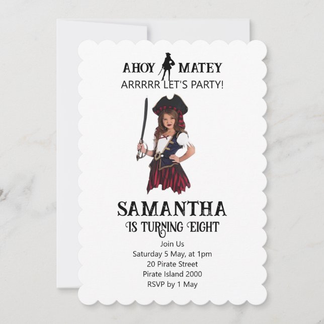 Pirate Birthday Girl Invitation (Front)