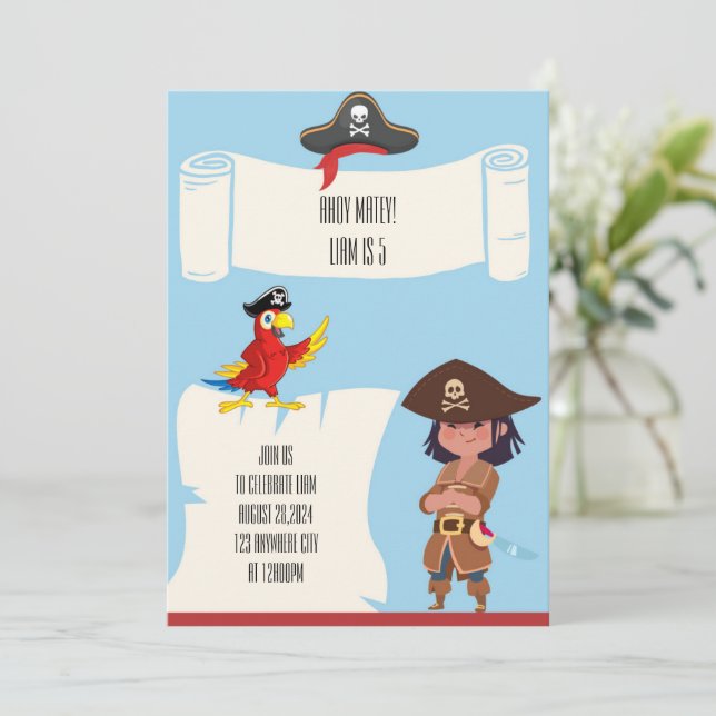 PIRATE BIRTHDAY INVITATION (Standing Front)