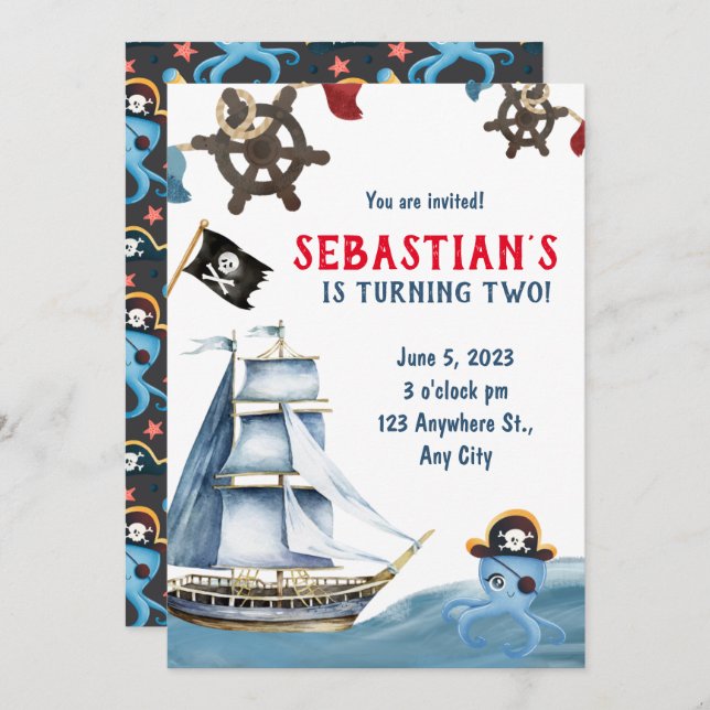 Pirate Birthday Invitation (Front/Back)