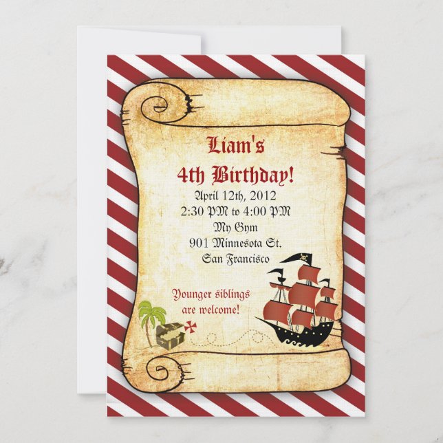 Pirate Birthday Invitations (Front)