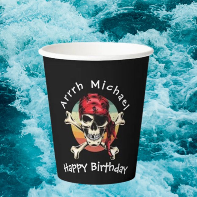 Pirate Birthday  Paper Cups (Personalized Pirate Party Cups)