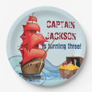 Pirate Birthday Party Boat stripes Paper Plate