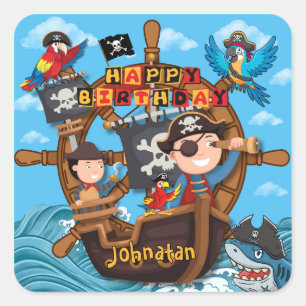Pirate Birthday Party  for Kids Square Sticker