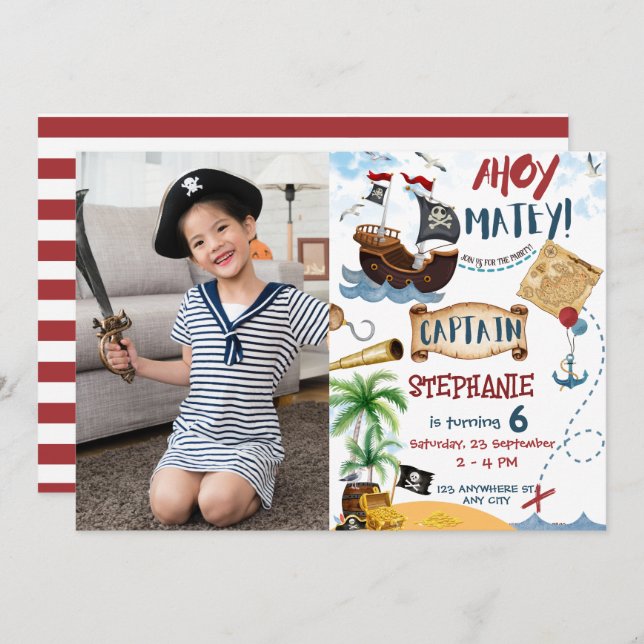 Pirate birthday party invitation (Front/Back)