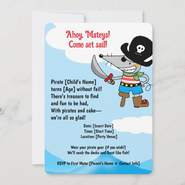 Pirate Birthday Party Invitation (Front)