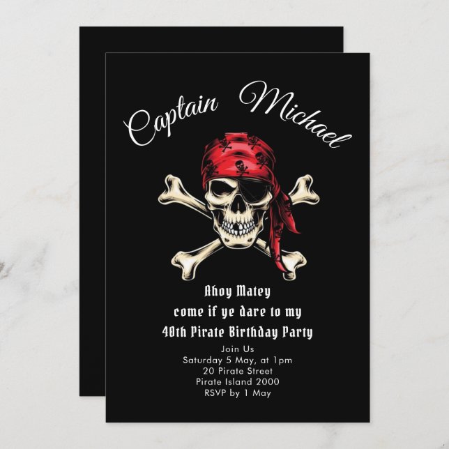 Pirate Birthday Party  Invitation (Front/Back)