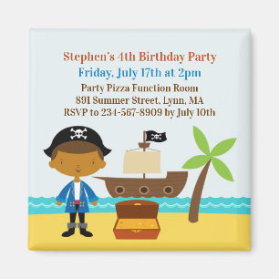 Pirate Birthday Party Invitation Captain Magnet