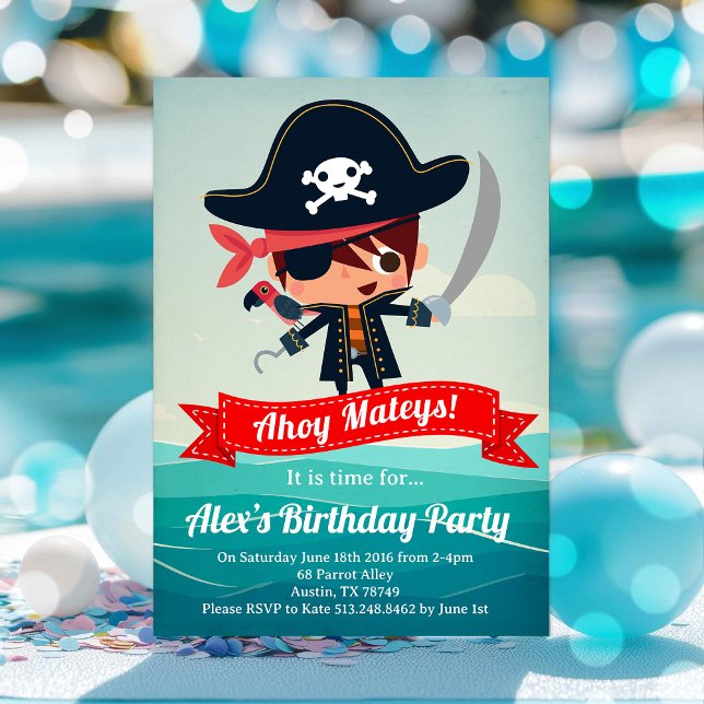 Pirate Birthday Party Invitation for a Boy | Pirat (Creator Uploaded)