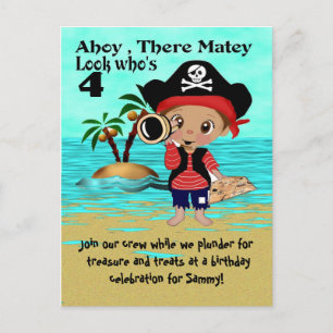 Pirate Birthday Party Invitation Postcard